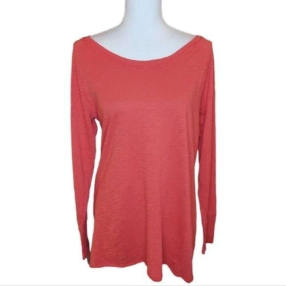 Mododoc Textured Scoop Neck Tunic Top Red Size Small
